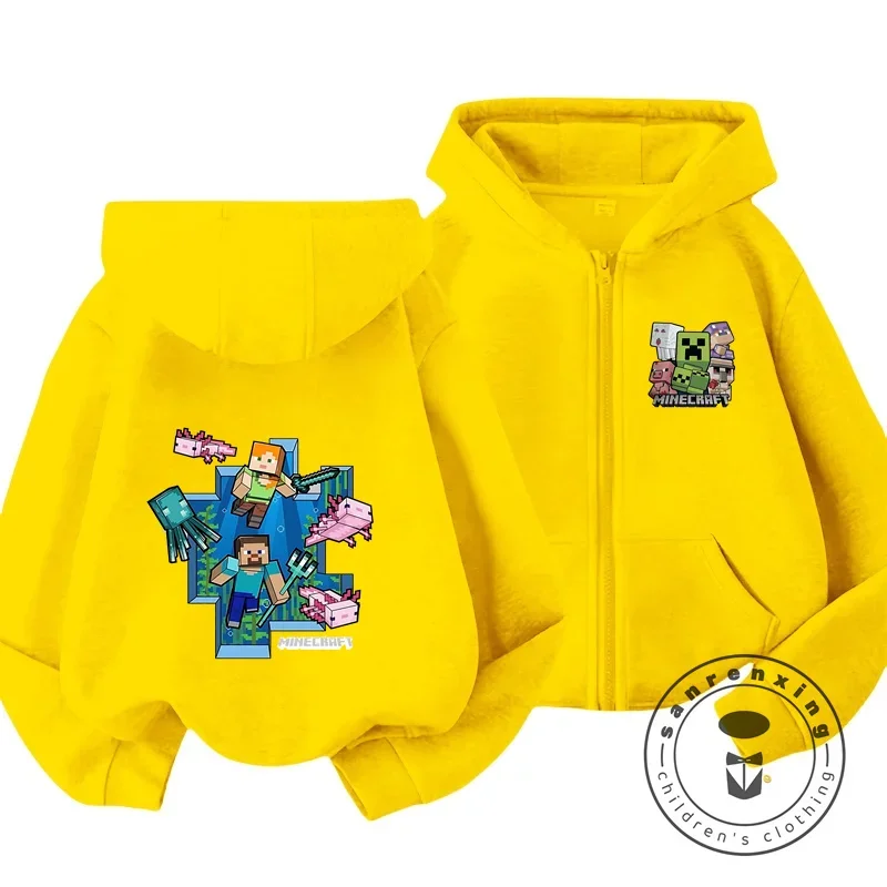 Kids Zip Up Hoodie Cartoon Print for Boy Girl Simple HipHop Style Perfect for Outdoors Casual Gaming New Fall Winter Collection