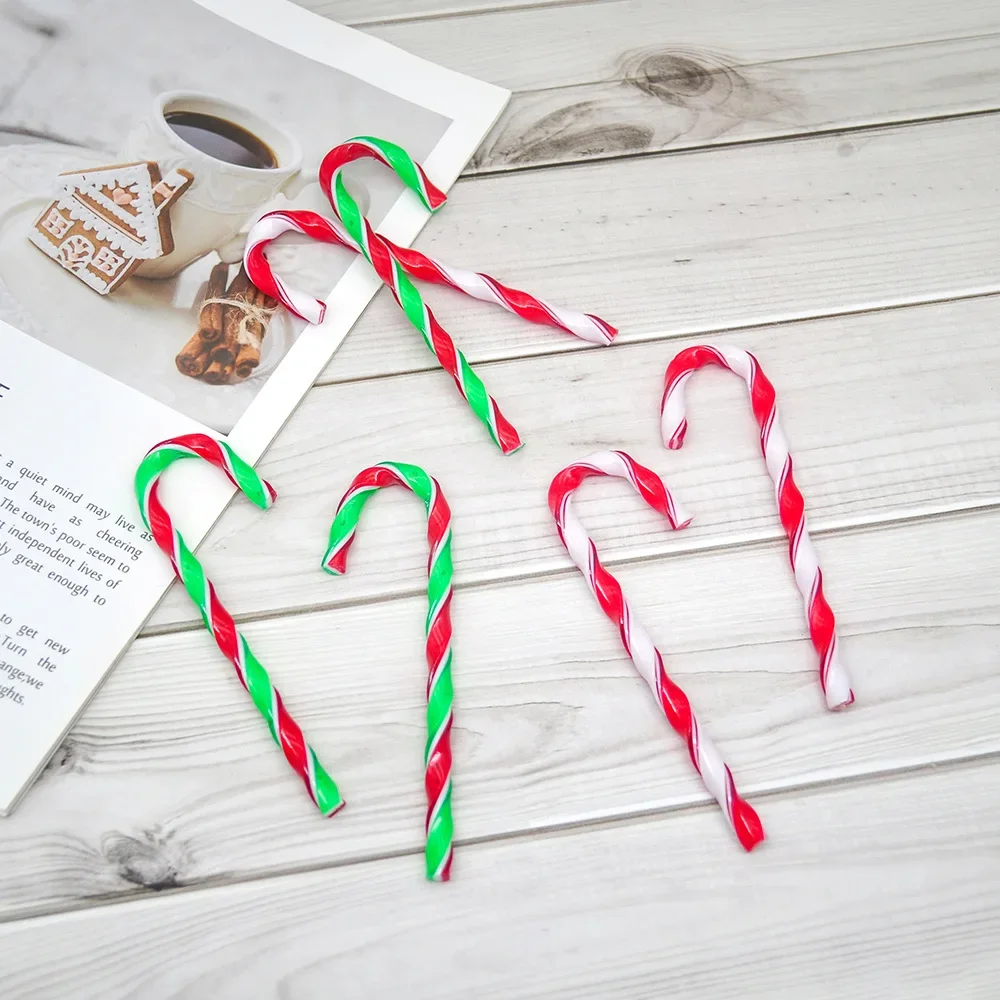 

30/60/90pcs Kawaii Resin Flatback Scrapbooking Clay Christmas Red White Candy Cane Craft Home Christmas Decoration