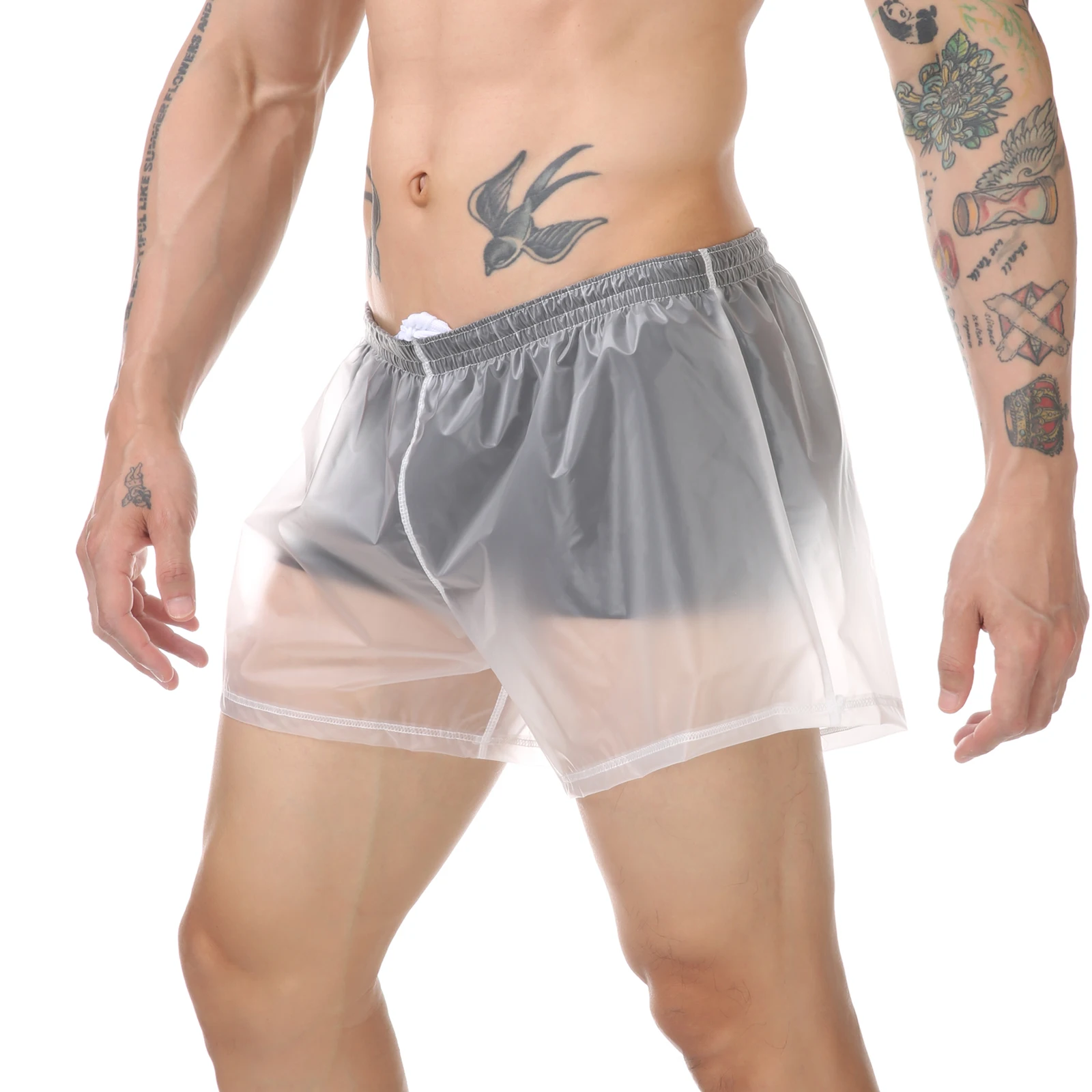 Men Beach Trunks Man Transparent Swimwear Sexy Swimming Swimsuit PVC Beachwear Shorts Boardshorts Bathing Suit Waterproof