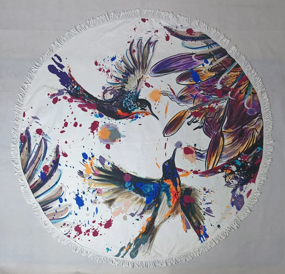 Large Round Swim Surf Spa Beach Towel Blanket,Tropical Leaves,Parrot,Toucan,Flamingo Bird,150cm,Drop Shipping Gift,Wholesale