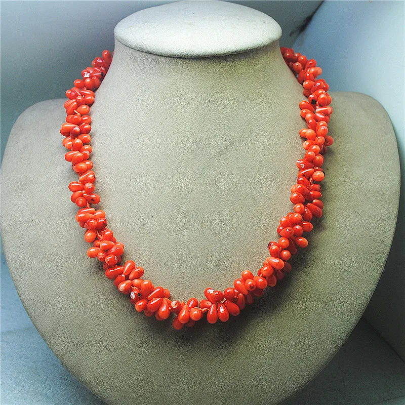 1PC New Women Necklace Natural Orange Coral Material 50CM Length Top Selling For Fashion Party Wearing