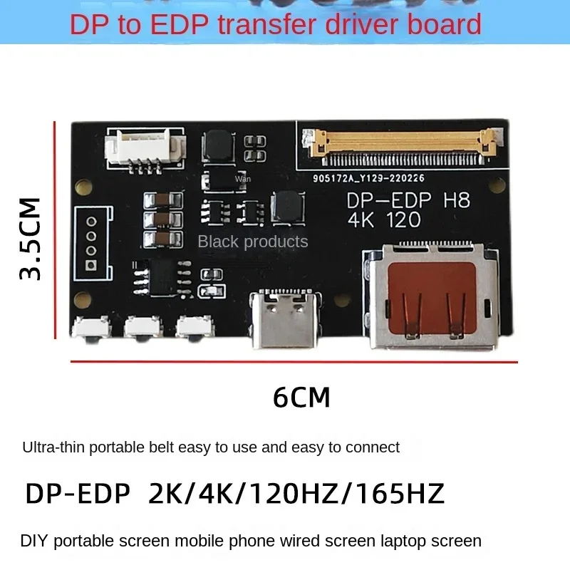 Dp to edp adapter 1080P2K4K driver board DIY modification mobile phone laptop screen projection 120HZ165HZ