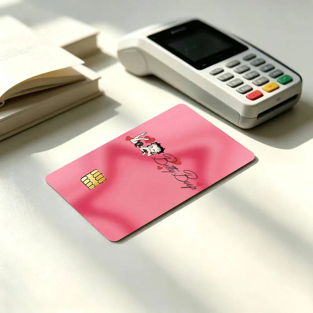 B-Betty Boop Chibi Retro Stage Red Heart  Credit Card HD Stickers Small Chip Waterproof Sticker Game Card Decal Gift view 5