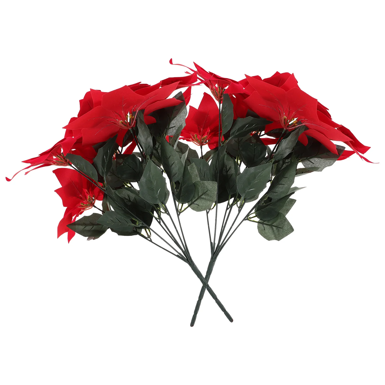 

2Pcs Artificial Poinsettia Flowers Realistic Fake Flower Branches for Home Party Garden Decoration Vase Decors