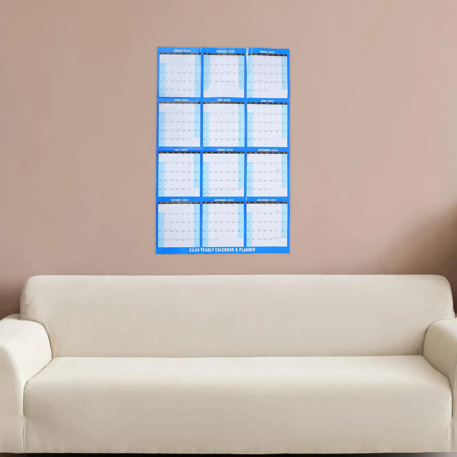 2026 Yearly Wall Calendar Dry Erase Reversible Double Sided Laminated Planner for Office Classroom Home Easy Mount Wall Journal
