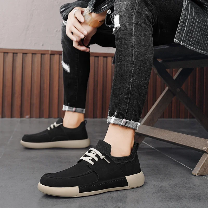 

Кожаная повседневная обувь. Универсальные кожаные туфли-маффины. Мужская обувь на высоком каблуке. Новинка 2023 года. Повседневные кроссовки на толстой подошве со шнуровкой.