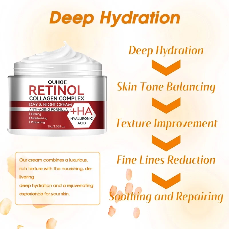 Retinol Wrinkle Removal Face Cream Anti-Aging Firming Lifting Fade Fine Lines Moisturizing Whitening Beauty Skin Care Cosmetics