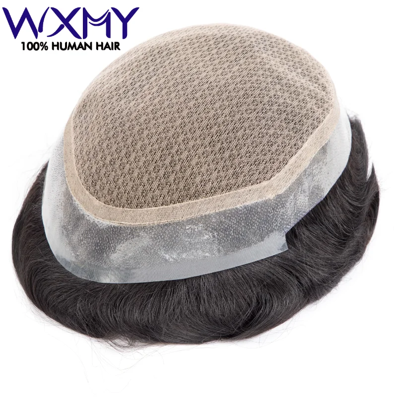 

Australia-Double Layers Men Toupee Male Hair Prosthesis Lace PU Base Human Hair Wigs Breathable Men's Capillary Prothesis System