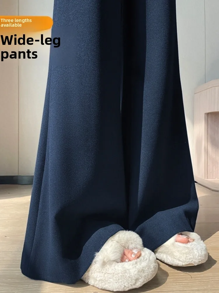 

Thiened Woolen Women's Bell Bot Pants High Waist Commute Sle Pure Color Spring Autumn Faion Micro Flared Trousers