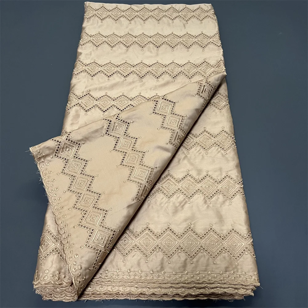 قماش دانتيل أفريقي 100% قطن مطرز 2025 فستان الحفلات مادة تول بالمتر 5 ياردات للملابس #3