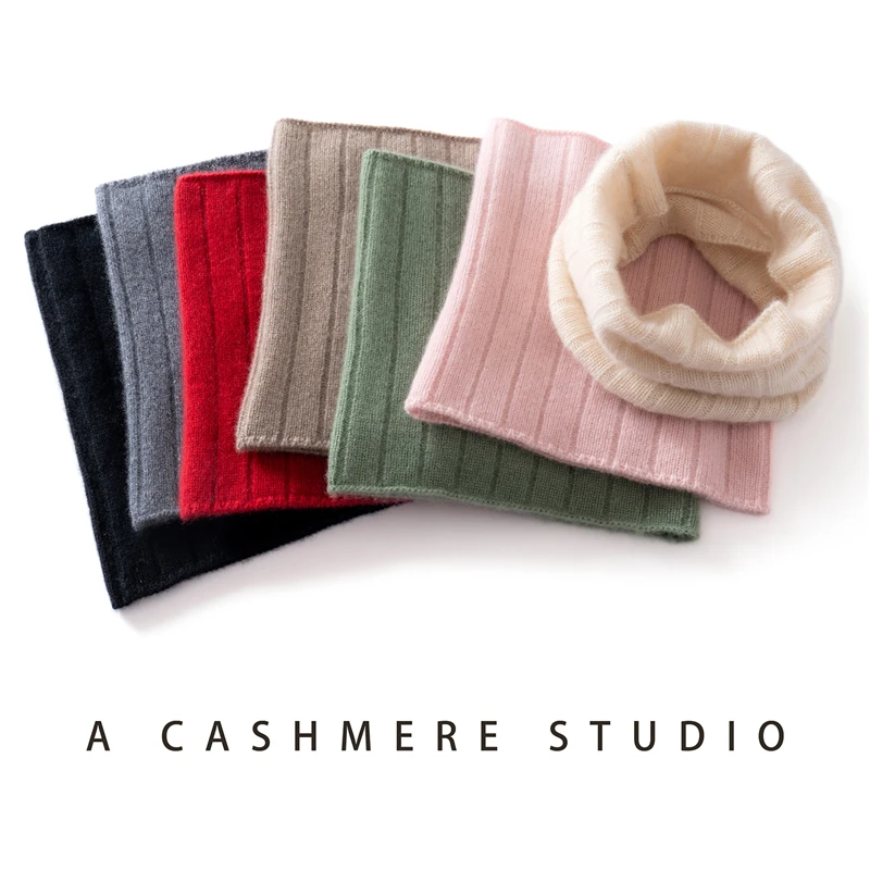 Women's 100% Pure Goat Cashmere Neck Cover Knitted Neck Protector Warm Winter Solid Color Cold Resistant Fashion Accessory
