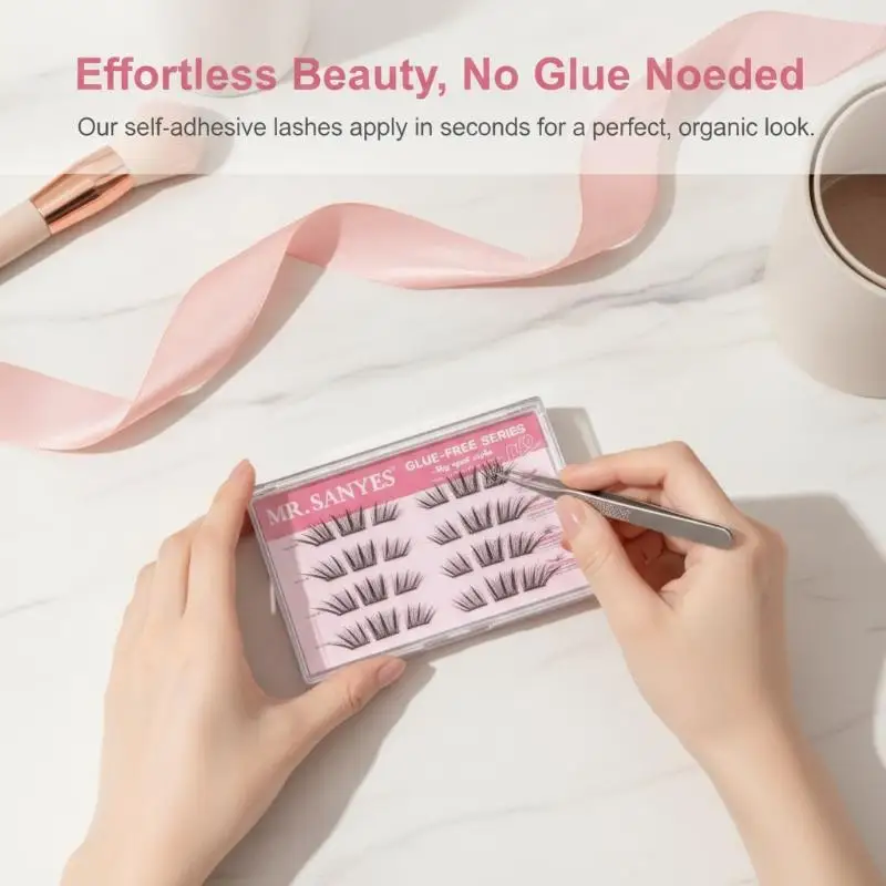 Reusable Cluster Eyelashes 1Pcs Glueless Natural Fluffy Big Eye Effect Easy Apply for Wedding Makeup