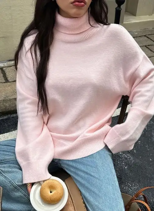 婦人服 ハイネック ウール 長袖セーター 秋/冬 ミニマリストスタイル Y2K ガールファッション ニットプルオーバー