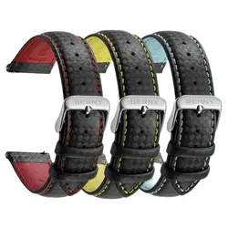 BERNY Genuine Leather Bracelet Carbon Fiber Grain Watchband 20/22mm Watch Bands Quick release watch strap Carbon Fiber Pattern