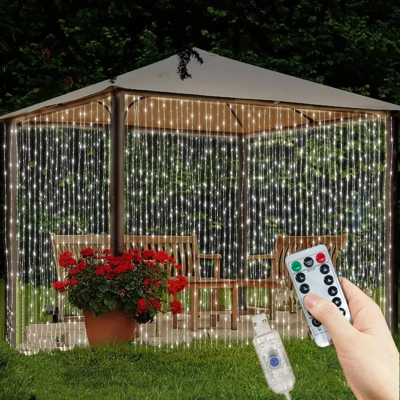 3M 4M 6M 8 Mode Bedroom Light Wedding Christmas Decoration Party Holiday USB Curtain Lights LED Outdoor Light Fairy String Light