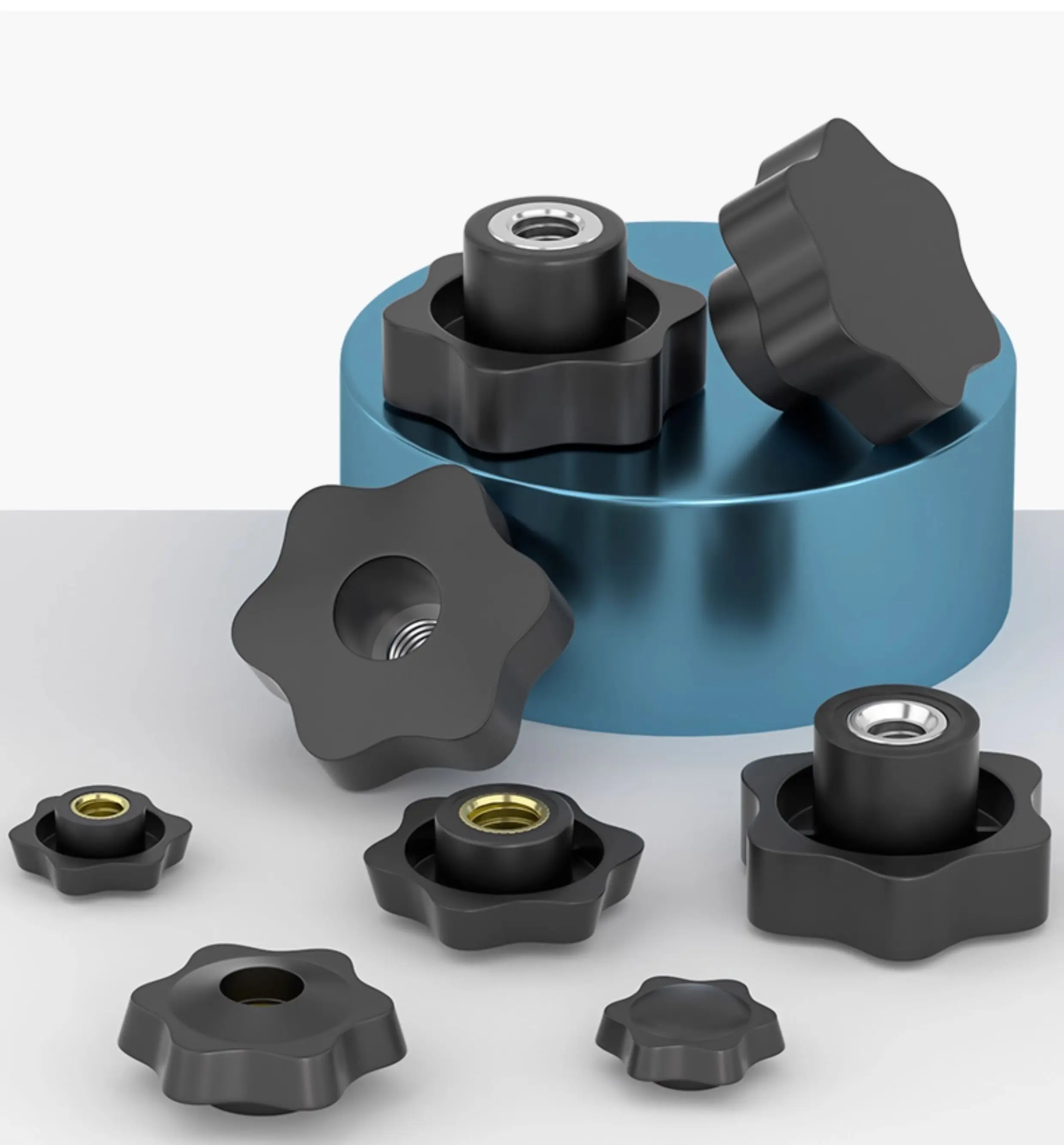 Star Shape Knob Handles with Nuts, Assorted Sizes M4-M16, Tool-Free Fastening for DIY Projects, 3D Printer, Furniture