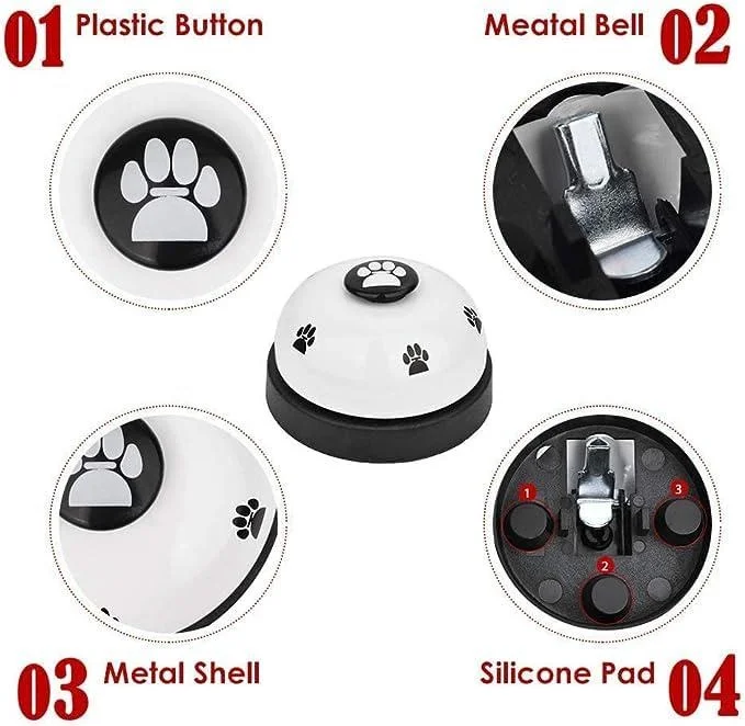 Dog Doorbells, 1 Pcs Metal Bell Dog Training with Non Skid Rubber Bottoms Dog Door Bell for Potty Training Clear Ring Pet Tool