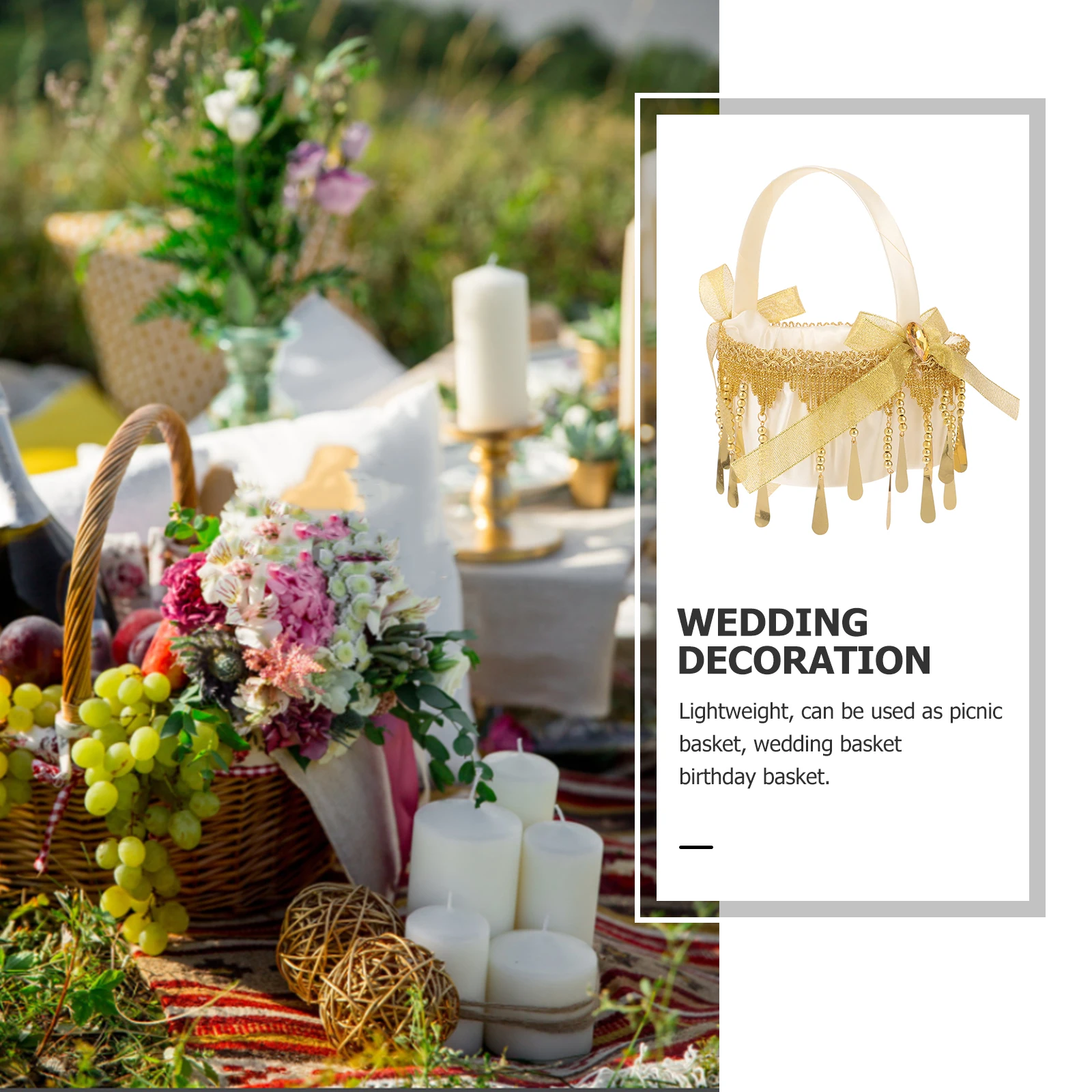 

Wedding Flower Basket Gold Small Handle Baskets for Flowers Decor Rustic Arrangement Wedding Party Gift Storage