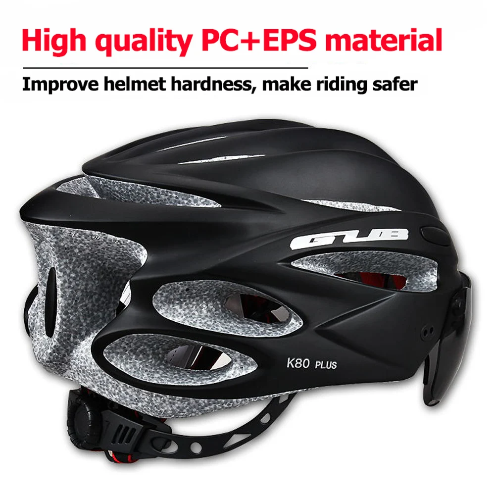 GUB Bike Helmet With Visor And Magnetic Goggles MTB Road Bicycle Cycling Safety Helmet Integrally-molded 3 Lens for Men Women