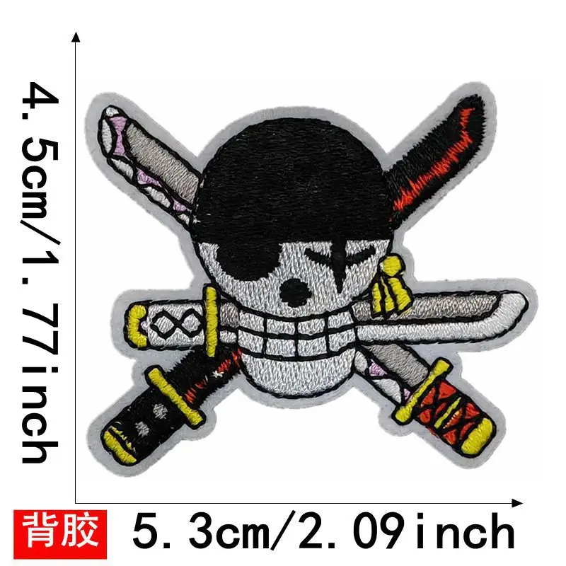 Anime ein Stück Cartoon Stickerei Stoff Klebe papier Action figur Schädel Hut Kleidung Zubehör Patch Patch Heiß kleber Geschenk