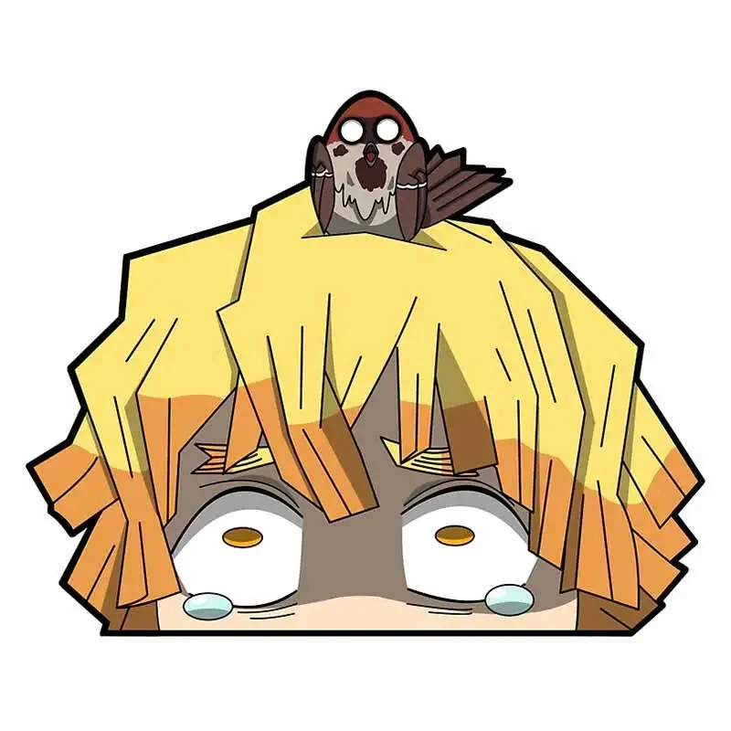 

For Zenitsu Peeker Funny Car Stickers Auto Car Decals Windshield Windows Anime RV Sticker Car Goods
