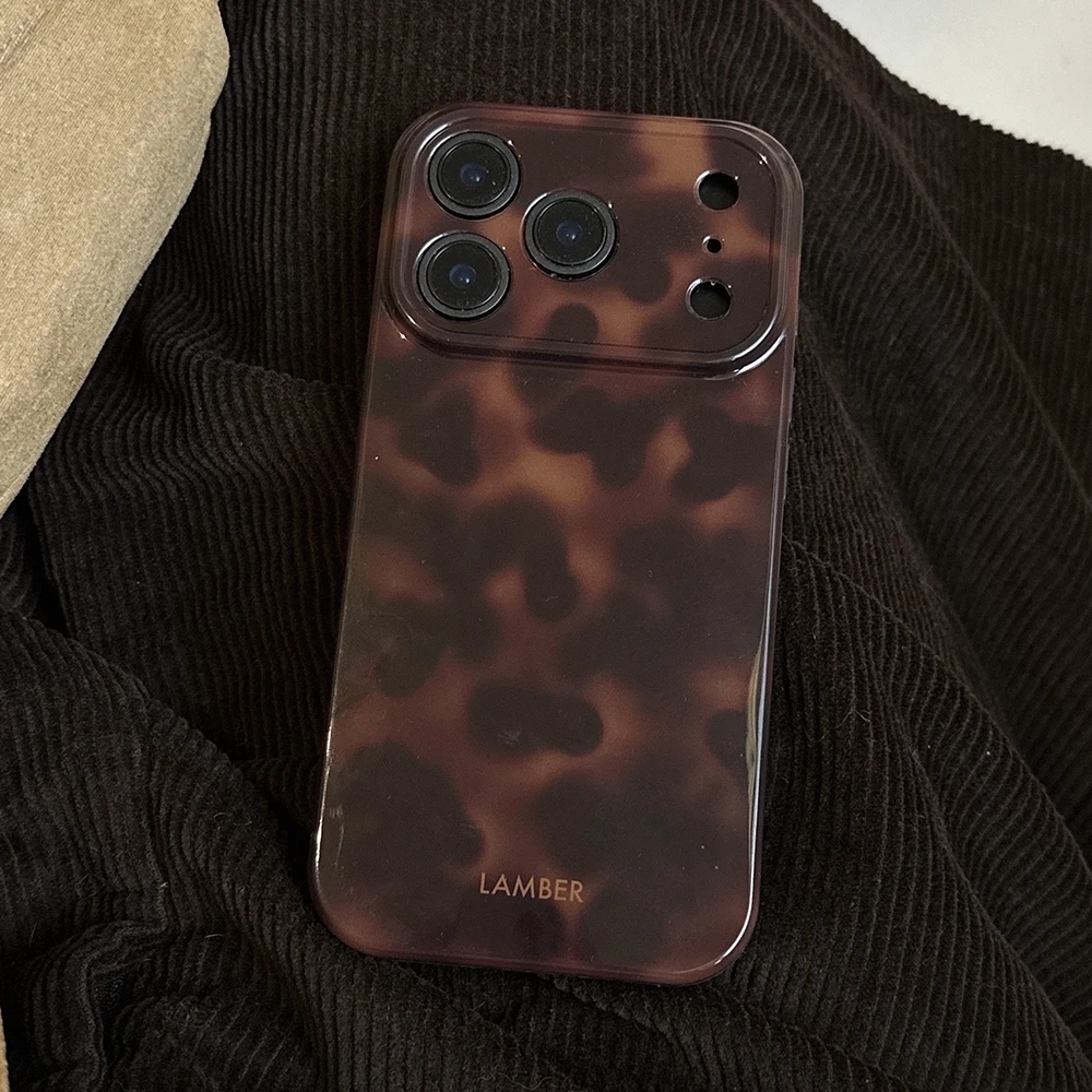 Koreanische INS Bernstein Retro Braun Handyhülle für IPhone 11 12 13 15 Pro 14 16 17 Pro Max stoßfeste schützende Lamber Back Cover Case