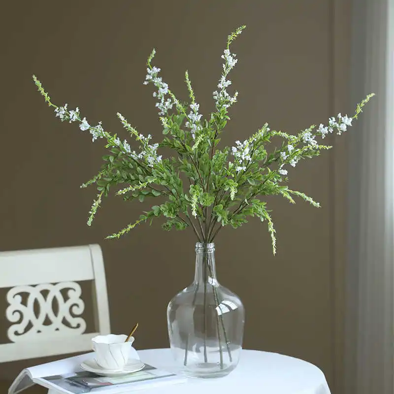 5 Stück Künstliche Salbeigras-Seidenblumen mit 5 Köpfen für Heimdekoration, Kunstpflanzen, Brautstrauß, Party, Hochzeit, Blumenornamente – Detail 1