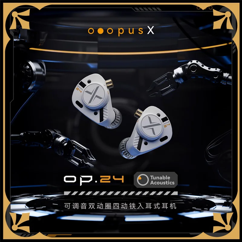 ooopusX Op.24 Earphpne 2DD 4BA Drivers OP24 شاشات داخل الأذن مع خيارات ضبط قابلة للتعديل 0.78 2pin S كابل 3.5 ملم بدون ميكروفون