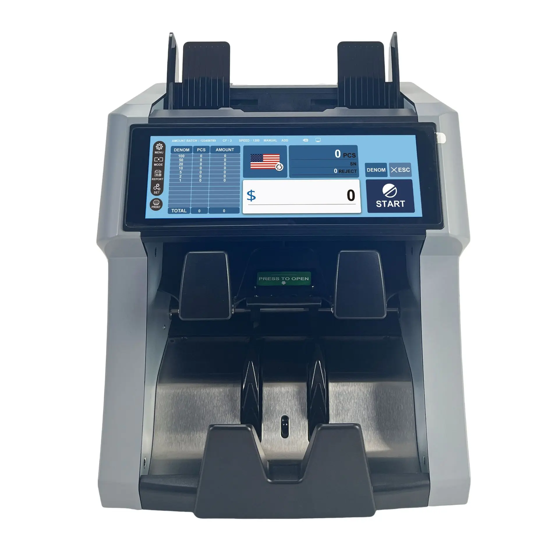 آلة عداد الفواتير الراقية كاشف متعدد العملات بشاشة كاملة