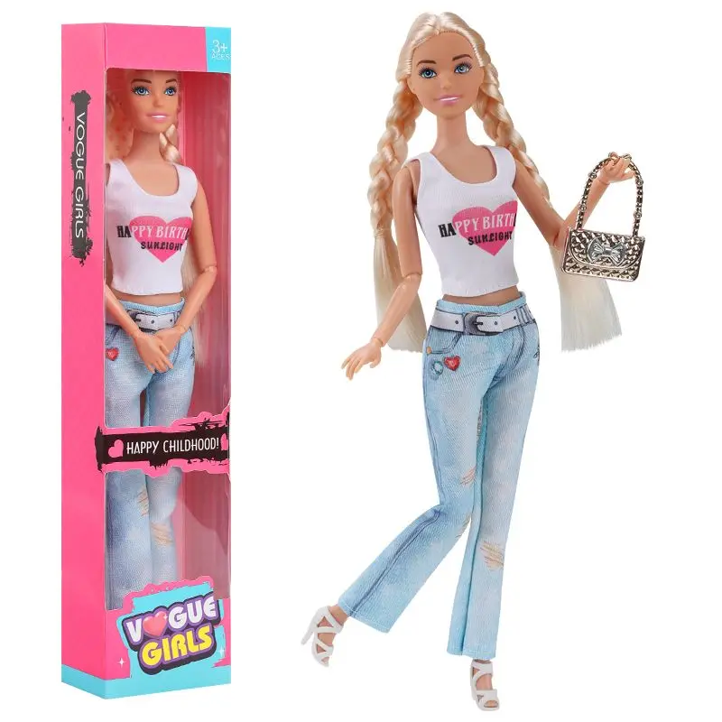 11-Inch Barbie Series Actions Figure Doll Fashion Travel Striped Shirt Jeans Hat Toy Girls Play House Interactive Toys Kid Gift