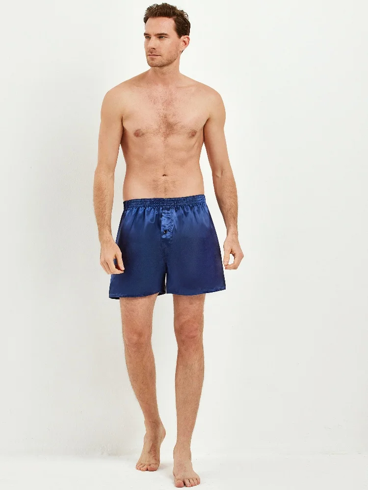 JupiterSecret 3pcs Men\'s Underwear Satin Casual Boxer Shorts Silk Feeling Sleep Shorts with Elastic Waistband and Button