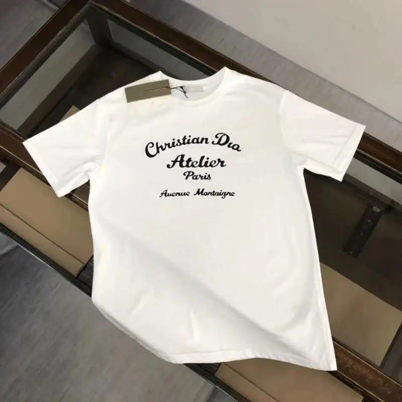 Letter Printed Slogan CD T Shirt Male Female Short Sleeved Cotton Tees Versatile Fashion  Round Neck Loose Base Daily Tops