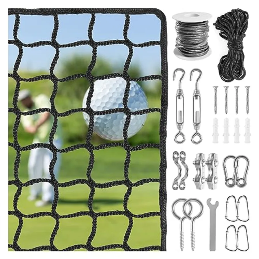 

Golf Practice Net with Steel Hanging Kit and Nylon Rope, 10x30FT Hitting Net for Golf, Baseball, Hockey, Soccer, LAX and More S
