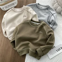 Spring Solid Sweatshirt New Autumn Fashion Loose Casual Pullover Kids Long Sleeve Cotton Tracksuits Children Clothing 2-8 Years