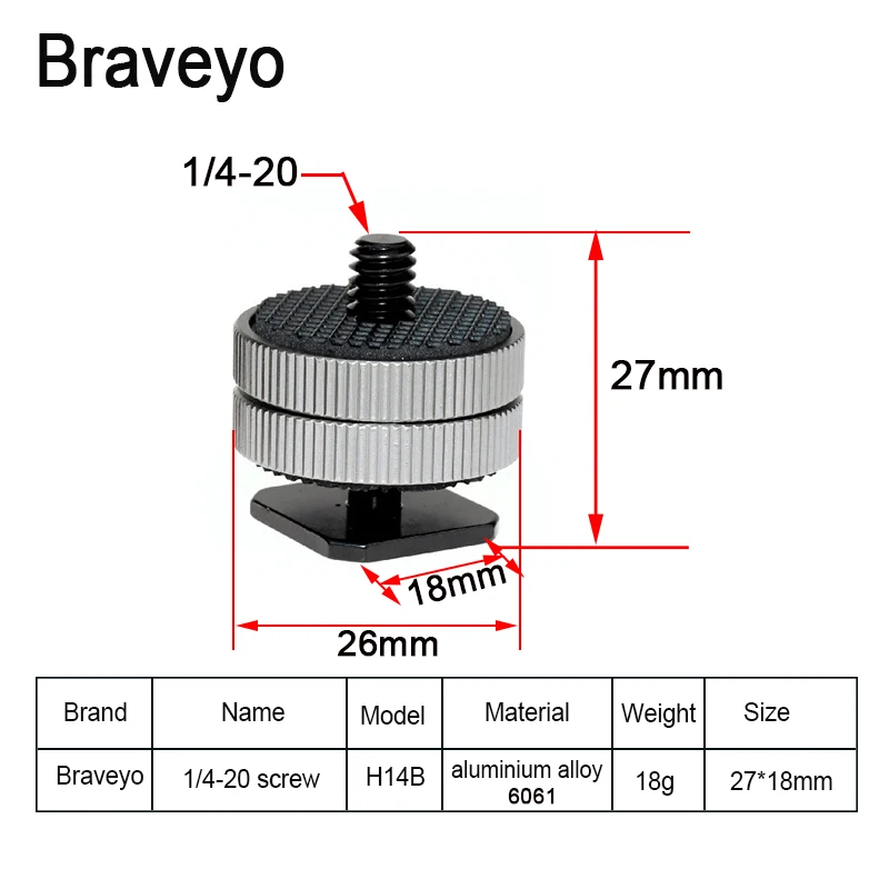 Dslr Camera Hot or Cold Shoe Screw 1/4 3/8 inch Single Double Layer Base Screw Tripod Head Photography Accessories Install