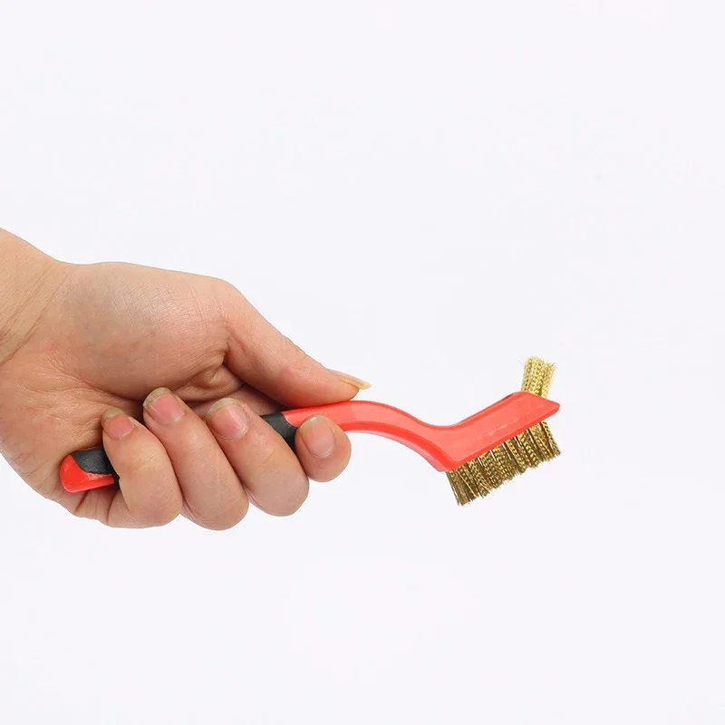 Brosse à double tête en fil de laiton en acier inoxydable, outil pratique pour le nettoyage des livres, le polissage et l'élimination de la rouille, le bavurage du fil métallique