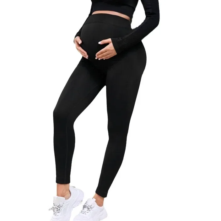 Black Maternity Yoga Long Pants Stretchy Skinny Pregnancy Leggings High Waist Belly Pregnant Trousers Clothes For Women's Tights