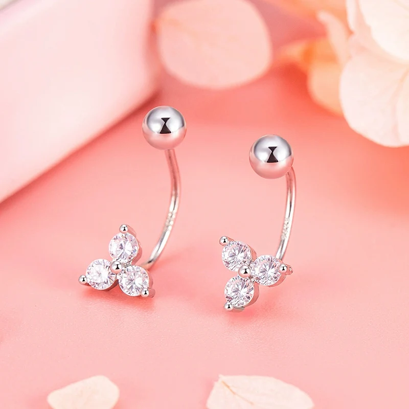 Zircon Triangular Bent Hook Screw Ear Studs Super Flash Earrings Exquisite Earring for Daily Commuting Jewlery For Women KOFSAC