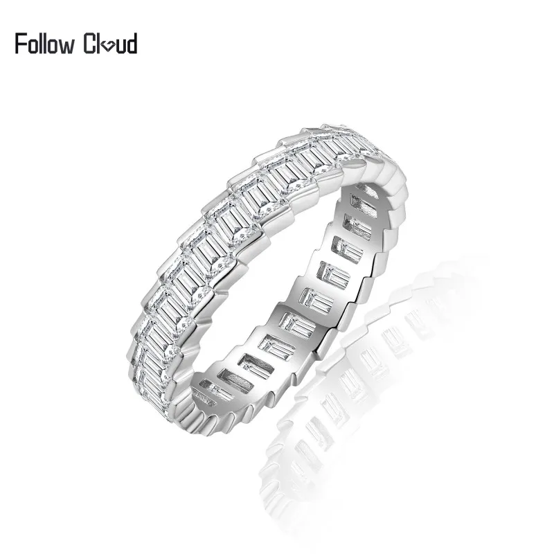 

Следуйте за облаком, всего 4,3 карата, 2*3 мм, прямоугольная призма, муассанит с бриллиантом для мужчин и женщин, кольцо Eternity Band из 100% стерлингового серебра 925 пробы