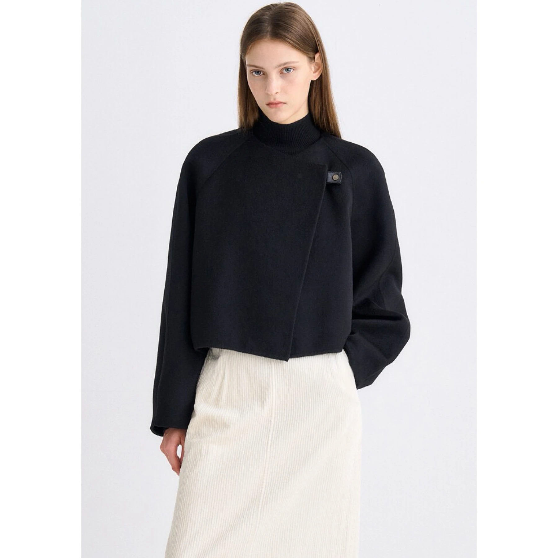 

Двусторонняя шерстяная куртка, сшитая вручную силуэт для похудения, лимонный сыр TIM*25, зимнее женское пальто прямого размера для поездок на работу