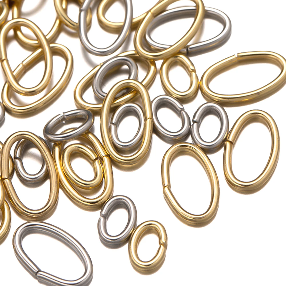 50 قطعة 3 ألوان الفولاذ المقاوم للصدأ البيضاوي الانتقال المفتوح خواتم موصل النتائج DIY بها بنفسك القرط سوار قلادة مجوهرات الحرف صنع