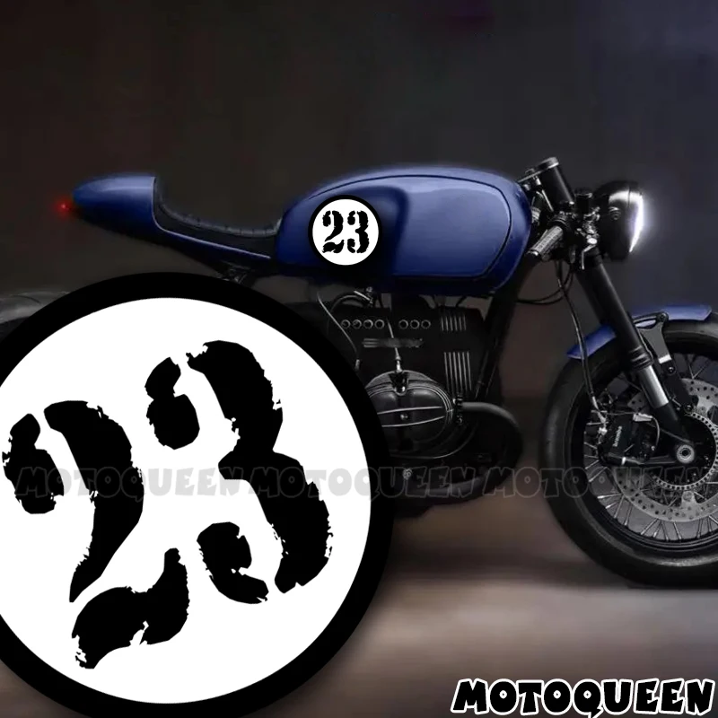 Pegatinas de números de Cafe Racer, calcomanía de carenado de tanque de combustible de motocicleta Retro para Harley Suzuki Kawasaki Honda BMW Brixton Mutt Norton