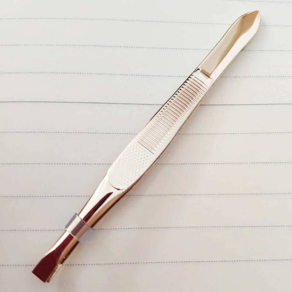 

Gold-Plated Stainless Steel Eyebrow Tweezers 9x0.8cm Small Portable Eyebrow Clip Eyelashes Extension Tweezers Professional