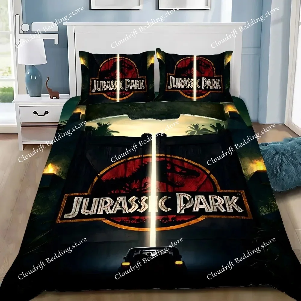 Cartoon Dinosaur Park World Duvet Cover Pillowcase Bedding Set Adult Boys Girls Bedroom Decoration Children Single Double Size