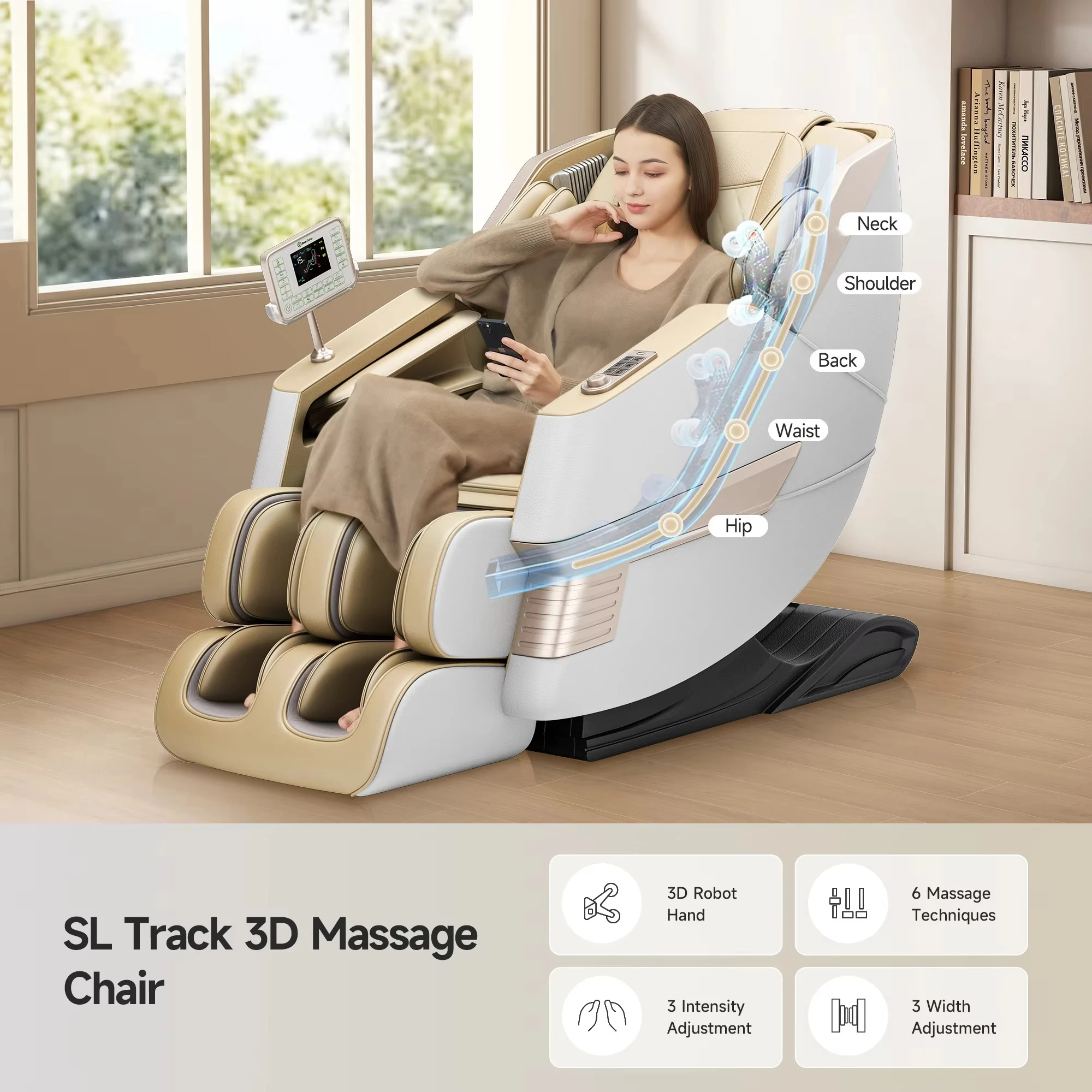 3D Massage Mechanism SL Track 21 Auto Programs 6 Techniques Thai Stretching 28 Cell Airbags Waist Heating