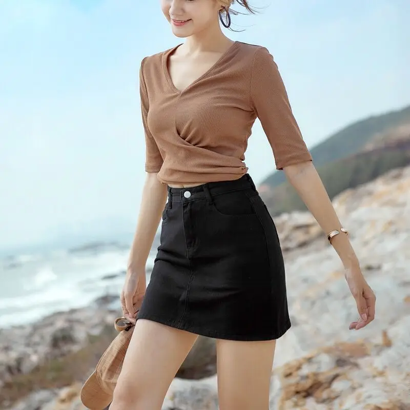 

Брюки Kawaii, женская джинсовая юбка, белая уличная одежда Chorts, эстетичная популярная стильная винтажная джинсовая юбка премиум-класса для женщин, милые