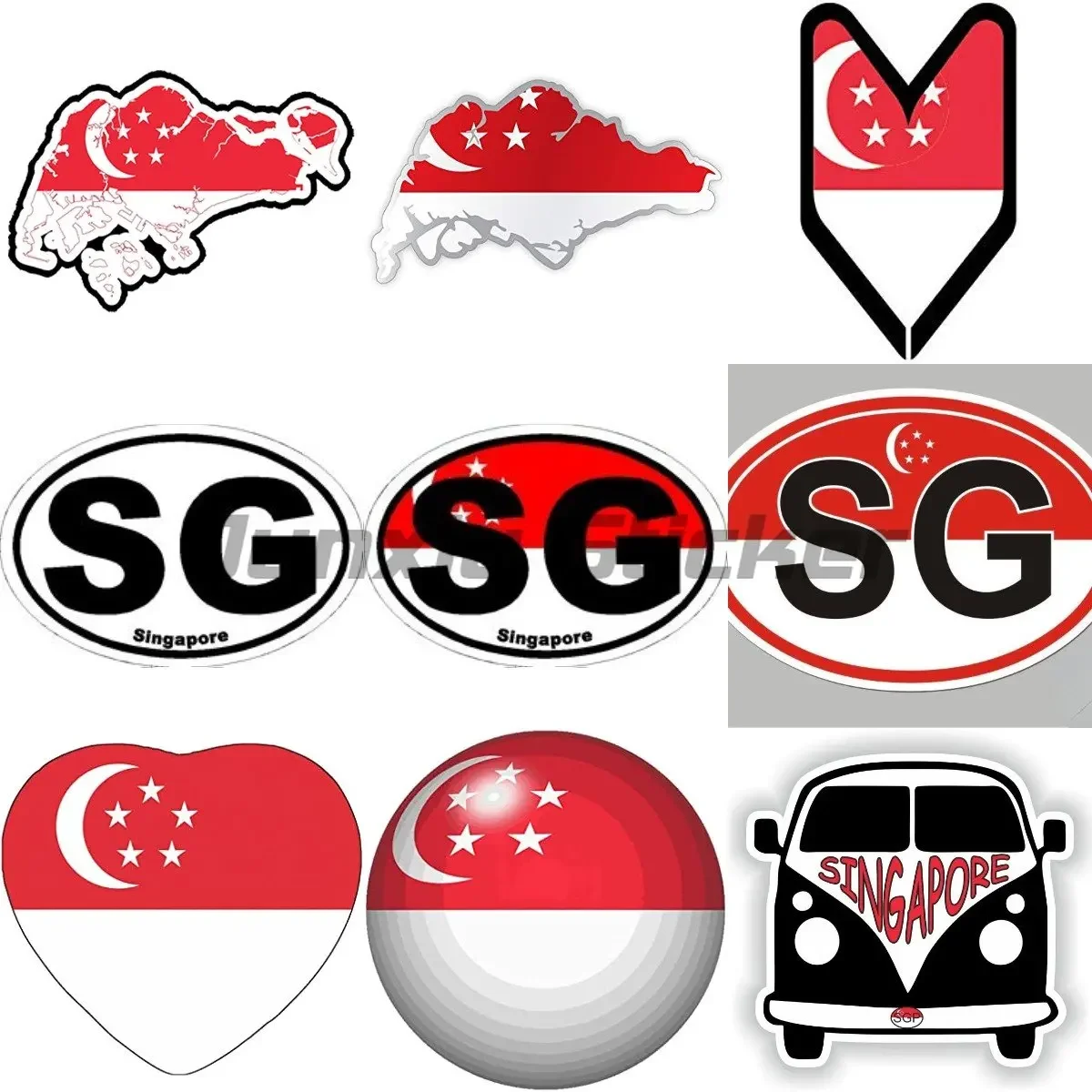 

SGP SINGAPORE National Flag COUNTRY CODE CAR STICKER VINYL Car Motorcycle Logo Decal Laptop Phone Tablet PVC Decor