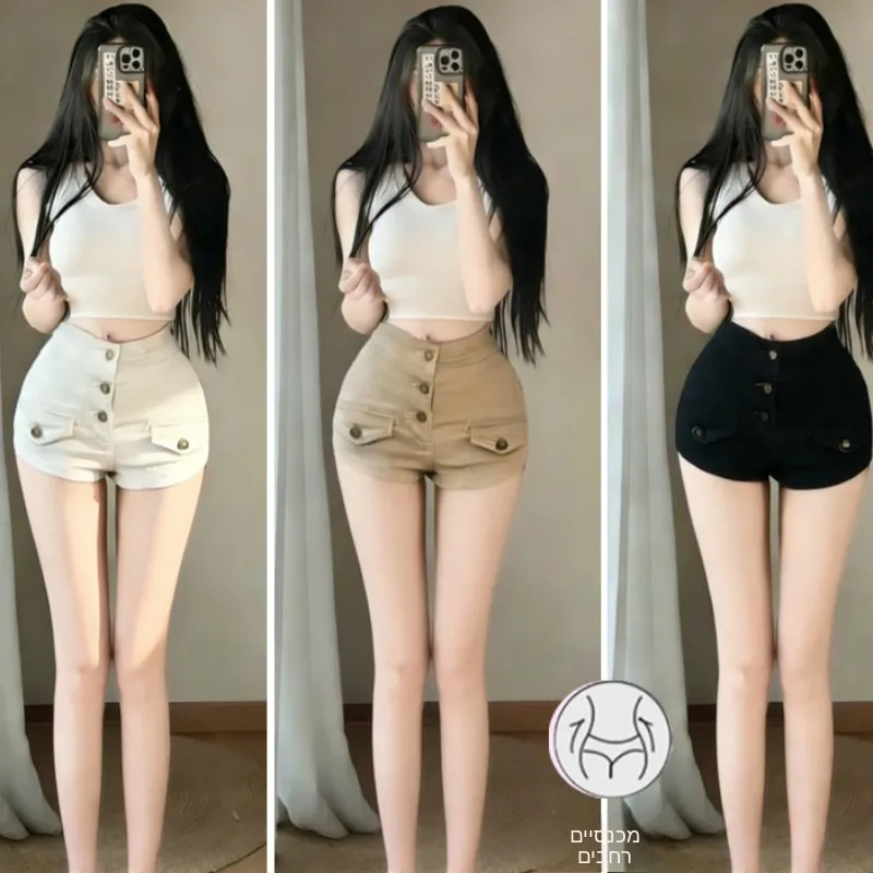 

High Waist Flattering Hip Short Jeans Women's Retro Style Cotton Stretchy Hot Pants Spring 2026 Fashion Slim Fit Casual Shorts