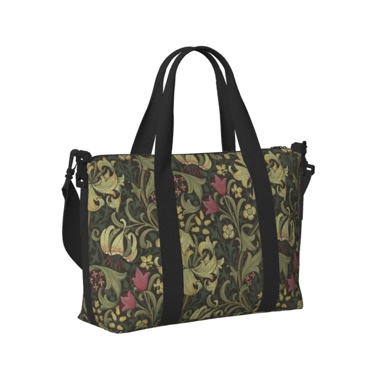 

Custom William Morris Bullerswood Beach Travel Bag Large Capacity Tote Bags for Gym Sport Women Shopping Duffle Shoulder Bag