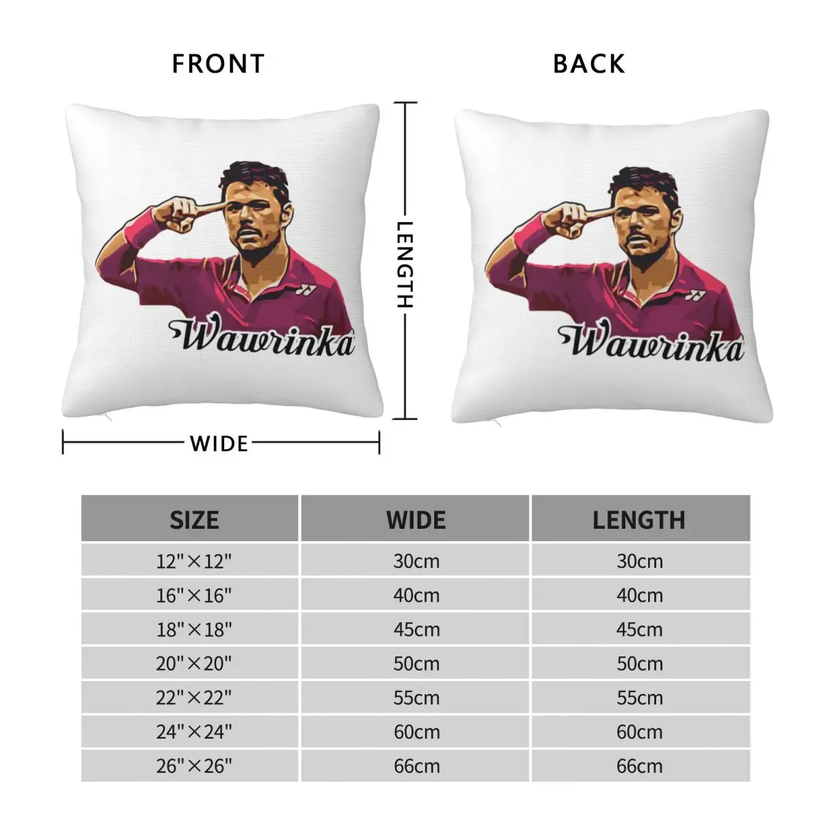 Wawrinka Stan Tennis Champion Square Pillowcase Pillow Cover Cushion Zip Decorative Comfort Throw Pillow for Home Car